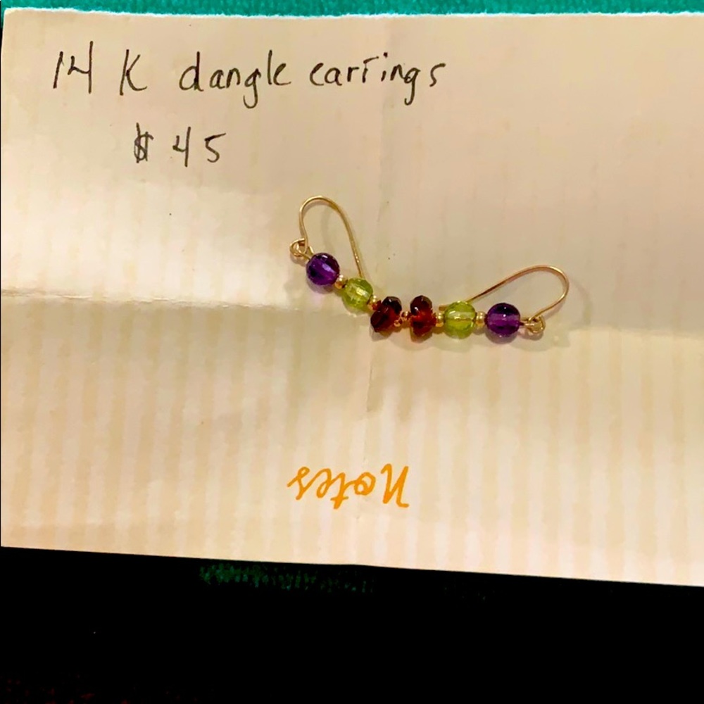 14K Dangle Beaded Earrings
